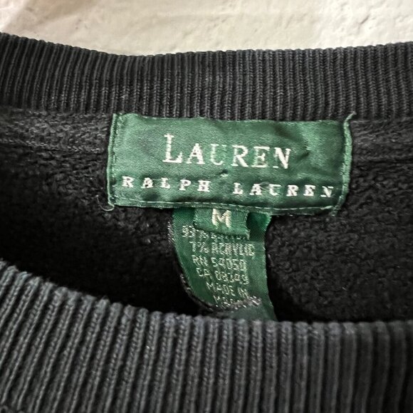 Vintage Ralph Lauren Men's Thrashed Sun Faded Black Crewneck Logo Sweatshirt M‎ - Picture 4 of 10
